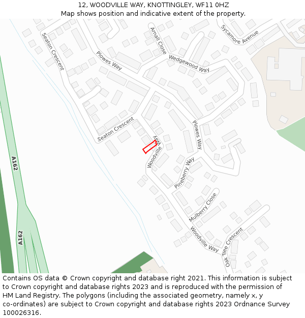 12, WOODVILLE WAY, KNOTTINGLEY, WF11 0HZ: Location map and indicative extent of plot