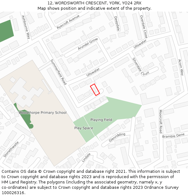 12, WORDSWORTH CRESCENT, YORK, YO24 2RX: Location map and indicative extent of plot