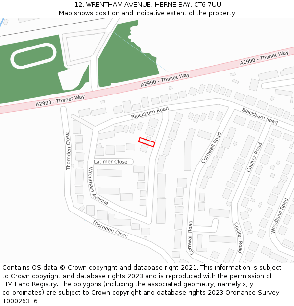 12, WRENTHAM AVENUE, HERNE BAY, CT6 7UU: Location map and indicative extent of plot