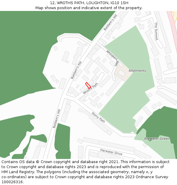 12, WROTHS PATH, LOUGHTON, IG10 1SH: Location map and indicative extent of plot
