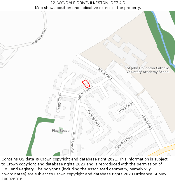 12, WYNDALE DRIVE, ILKESTON, DE7 4JD: Location map and indicative extent of plot