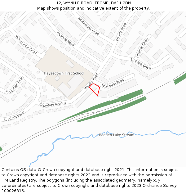12, WYVILLE ROAD, FROME, BA11 2BN: Location map and indicative extent of plot