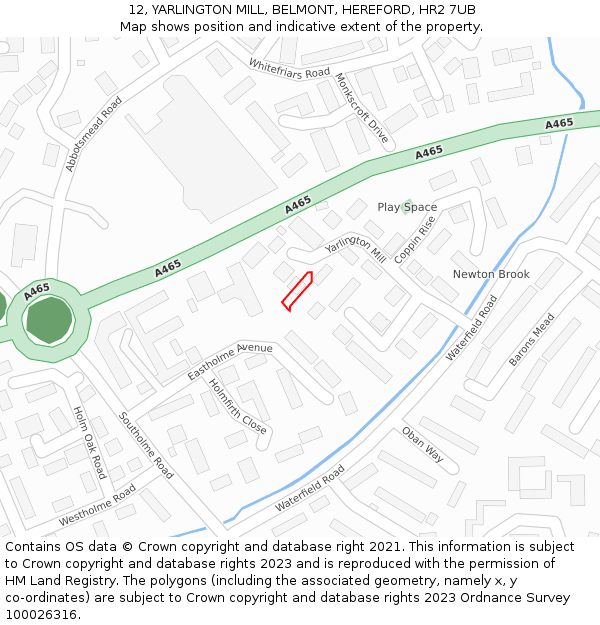 12, YARLINGTON MILL, BELMONT, HEREFORD, HR2 7UB: Location map and indicative extent of plot