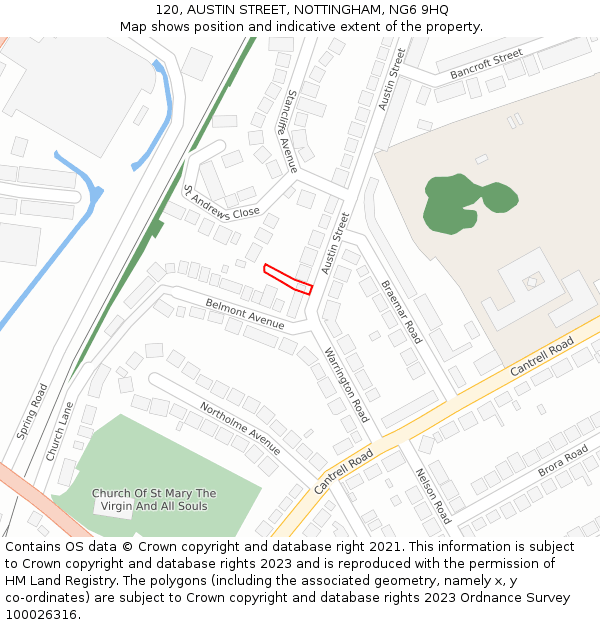 120, AUSTIN STREET, NOTTINGHAM, NG6 9HQ: Location map and indicative extent of plot