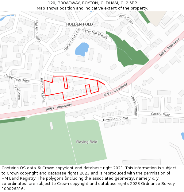 120, BROADWAY, ROYTON, OLDHAM, OL2 5BP: Location map and indicative extent of plot