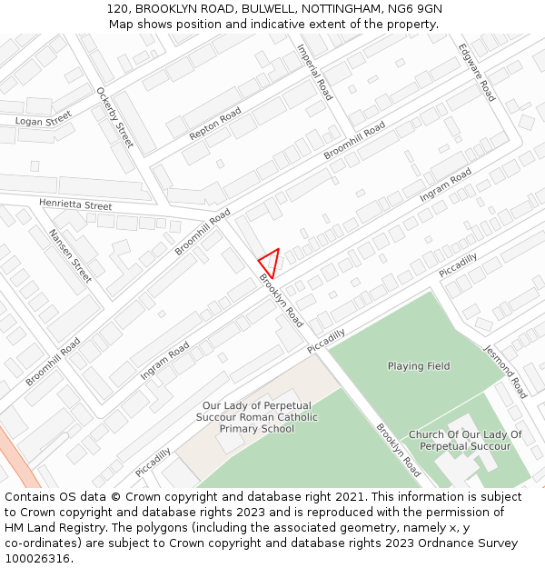 120, BROOKLYN ROAD, BULWELL, NOTTINGHAM, NG6 9GN: Location map and indicative extent of plot