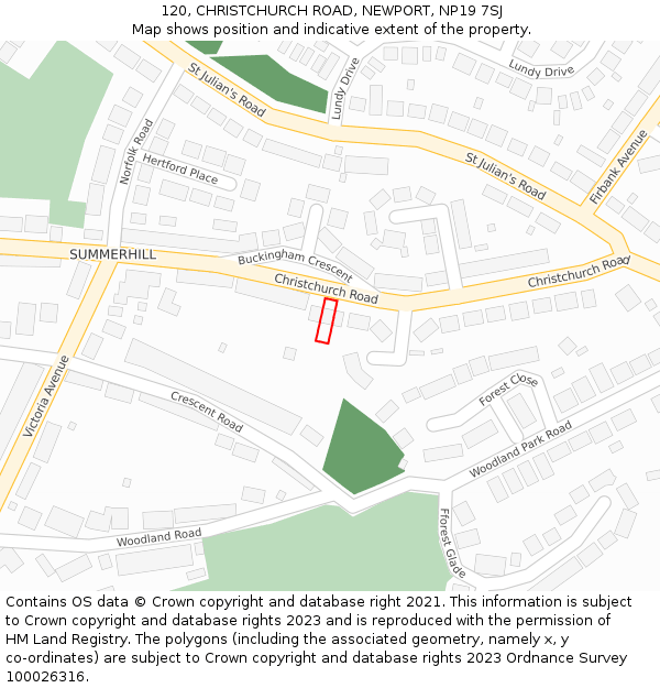 120, CHRISTCHURCH ROAD, NEWPORT, NP19 7SJ: Location map and indicative extent of plot