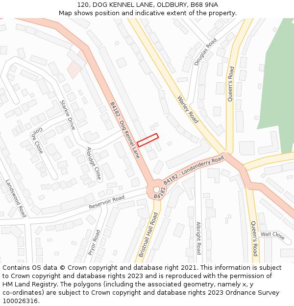 120, DOG KENNEL LANE, OLDBURY, B68 9NA: Location map and indicative extent of plot