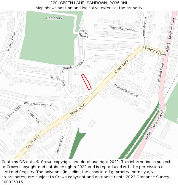 120, GREEN LANE, SANDOWN, PO36 9NL: Location map and indicative extent of plot