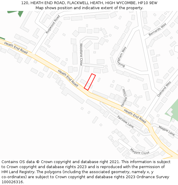 120, HEATH END ROAD, FLACKWELL HEATH, HIGH WYCOMBE, HP10 9EW: Location map and indicative extent of plot