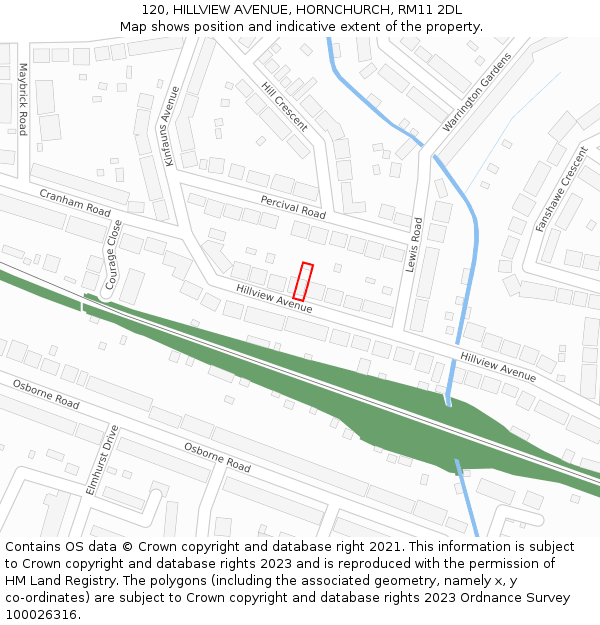 120, HILLVIEW AVENUE, HORNCHURCH, RM11 2DL: Location map and indicative extent of plot