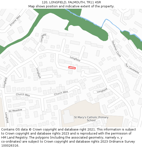 120, LONGFIELD, FALMOUTH, TR11 4SR: Location map and indicative extent of plot