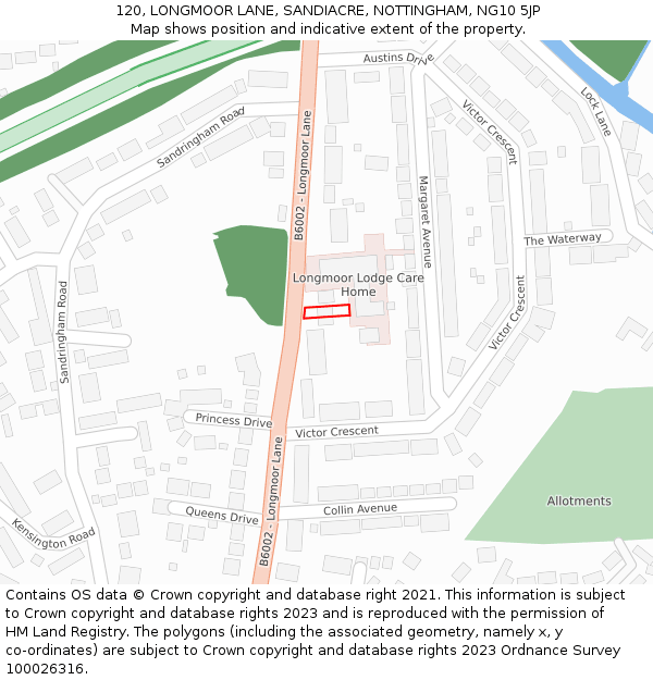 120, LONGMOOR LANE, SANDIACRE, NOTTINGHAM, NG10 5JP: Location map and indicative extent of plot