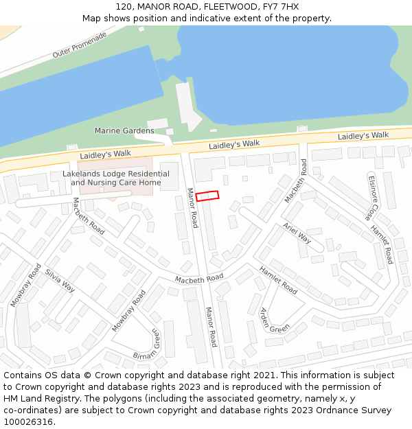 120, MANOR ROAD, FLEETWOOD, FY7 7HX: Location map and indicative extent of plot