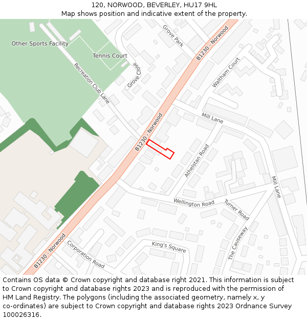 120, NORWOOD, BEVERLEY, HU17 9HL: Location map and indicative extent of plot