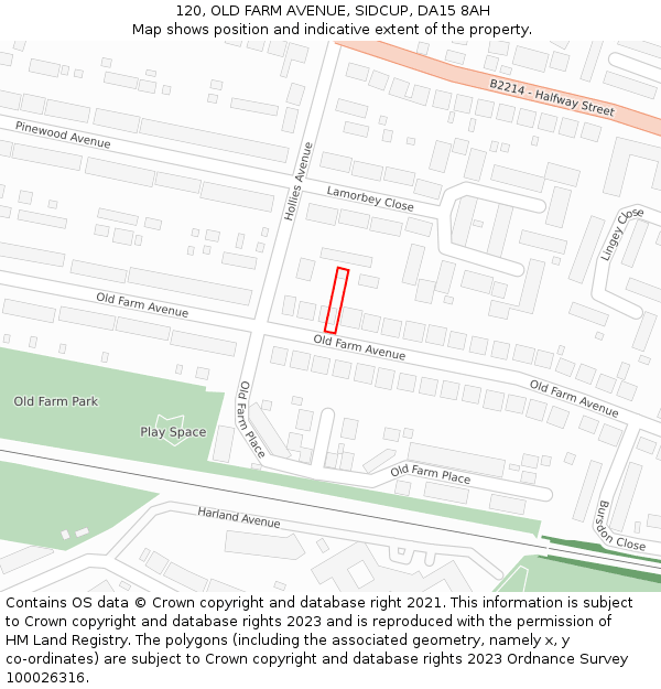 120, OLD FARM AVENUE, SIDCUP, DA15 8AH: Location map and indicative extent of plot