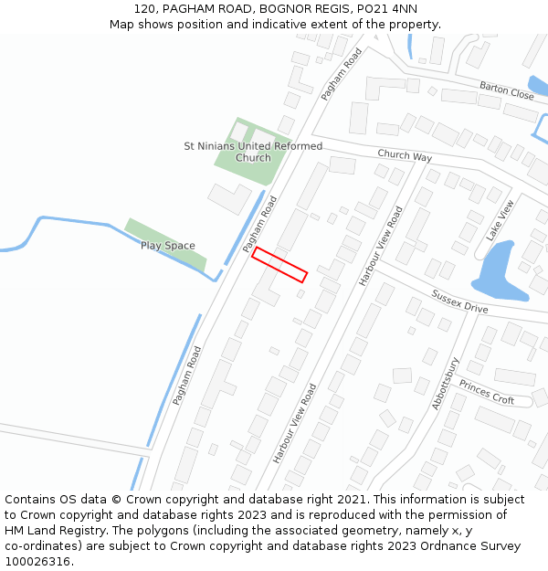 120, PAGHAM ROAD, BOGNOR REGIS, PO21 4NN: Location map and indicative extent of plot