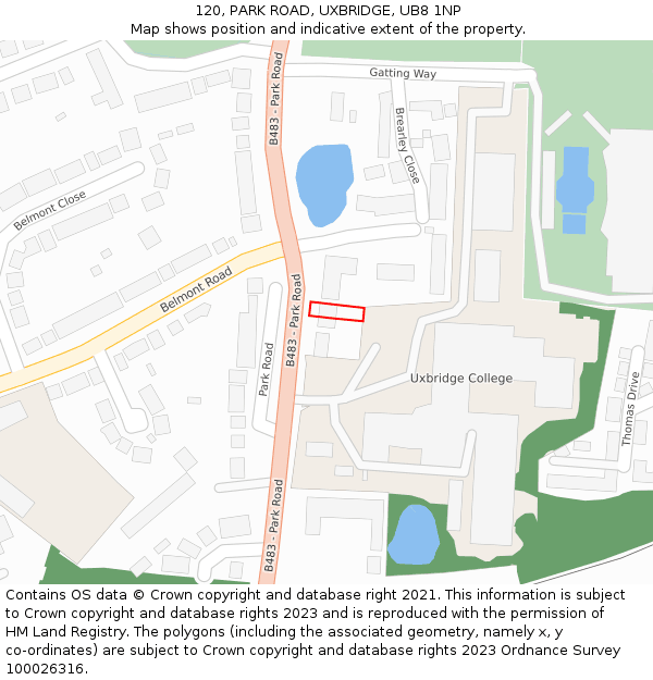 120, PARK ROAD, UXBRIDGE, UB8 1NP: Location map and indicative extent of plot