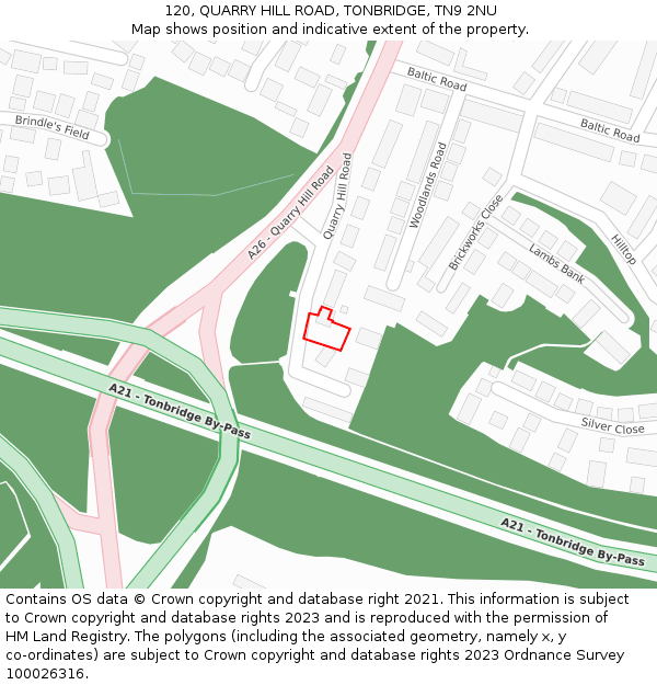 120, QUARRY HILL ROAD, TONBRIDGE, TN9 2NU: Location map and indicative extent of plot