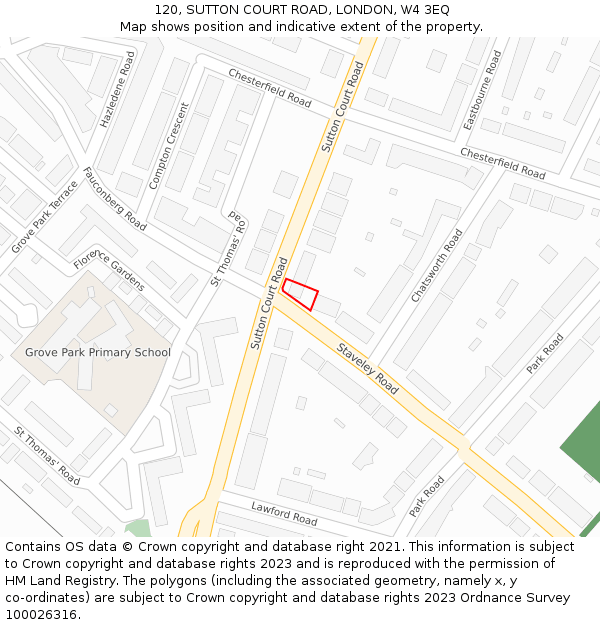 120, SUTTON COURT ROAD, LONDON, W4 3EQ: Location map and indicative extent of plot
