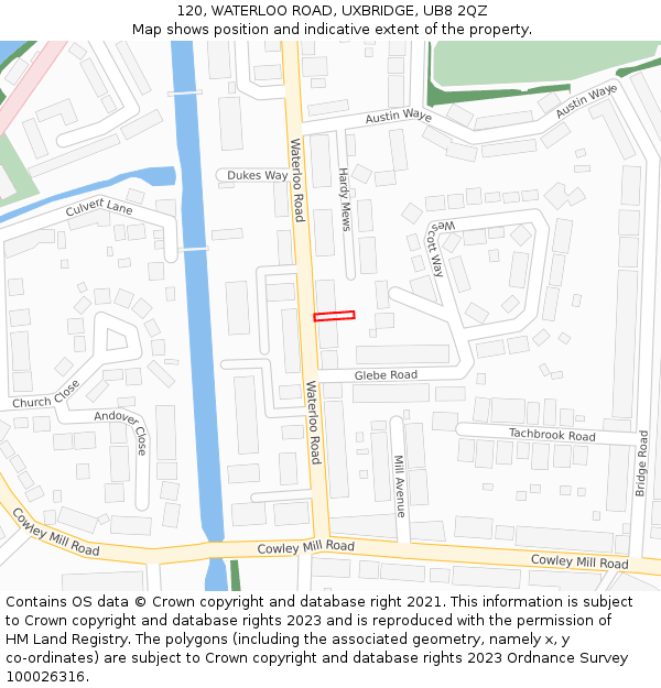 120, WATERLOO ROAD, UXBRIDGE, UB8 2QZ: Location map and indicative extent of plot