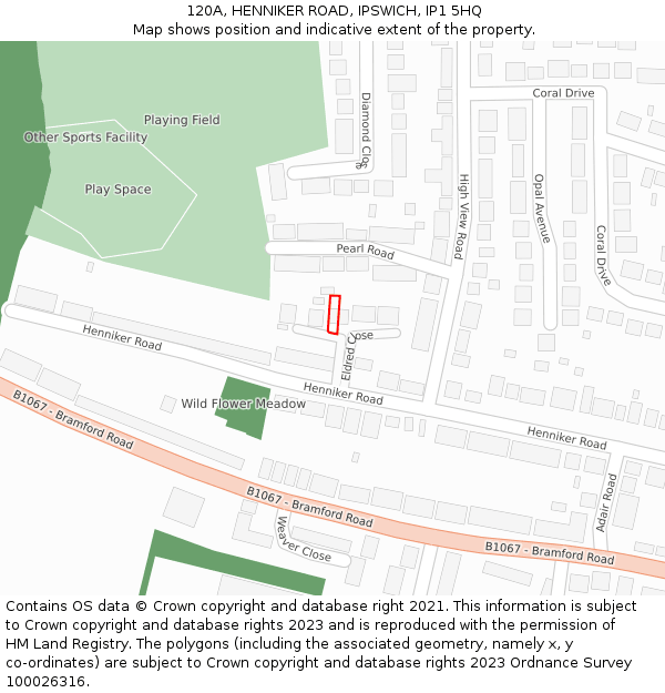 120A, HENNIKER ROAD, IPSWICH, IP1 5HQ: Location map and indicative extent of plot