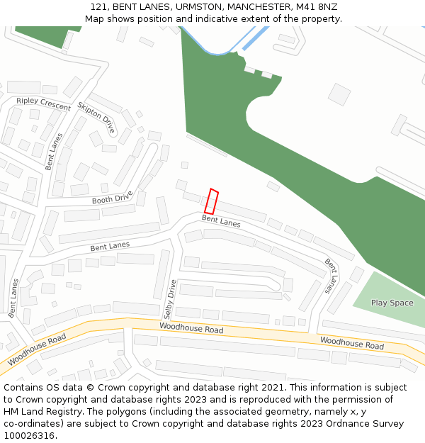 121, BENT LANES, URMSTON, MANCHESTER, M41 8NZ: Location map and indicative extent of plot