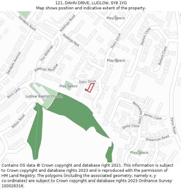 121, DAHN DRIVE, LUDLOW, SY8 1YG: Location map and indicative extent of plot