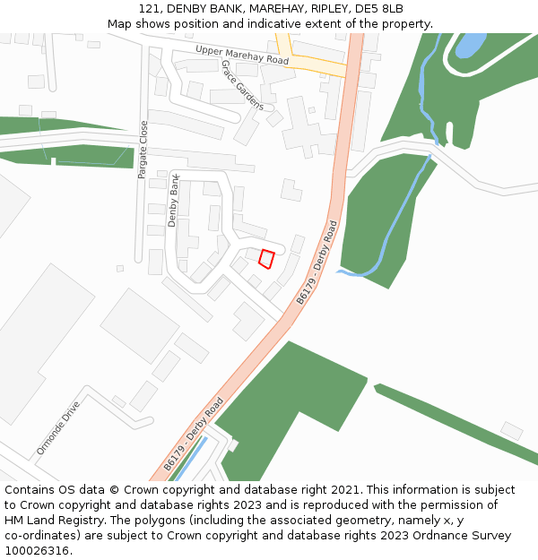 121, DENBY BANK, MAREHAY, RIPLEY, DE5 8LB: Location map and indicative extent of plot