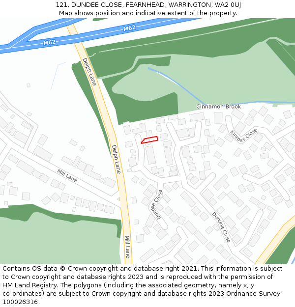 121, DUNDEE CLOSE, FEARNHEAD, WARRINGTON, WA2 0UJ: Location map and indicative extent of plot