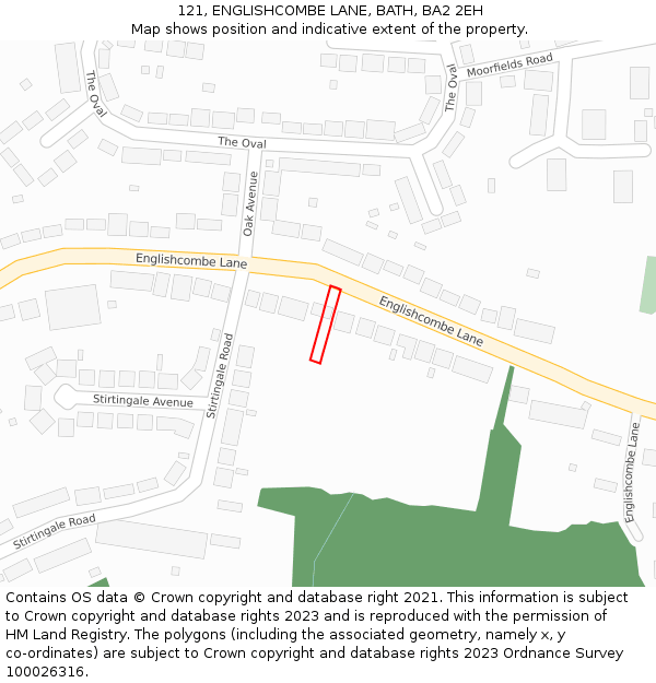 121, ENGLISHCOMBE LANE, BATH, BA2 2EH: Location map and indicative extent of plot