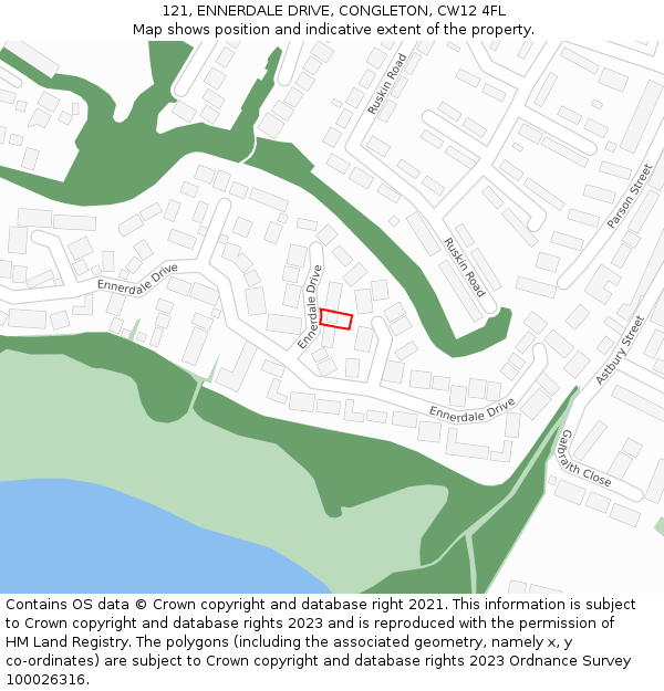 121, ENNERDALE DRIVE, CONGLETON, CW12 4FL: Location map and indicative extent of plot