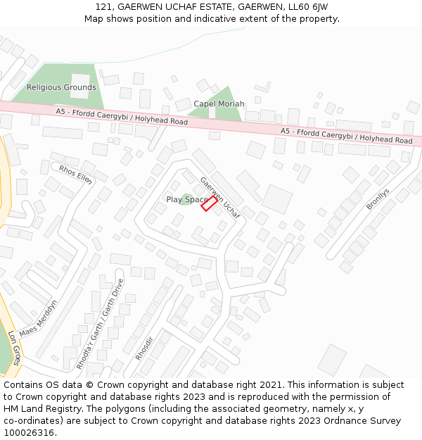 121, GAERWEN UCHAF ESTATE, GAERWEN, LL60 6JW: Location map and indicative extent of plot