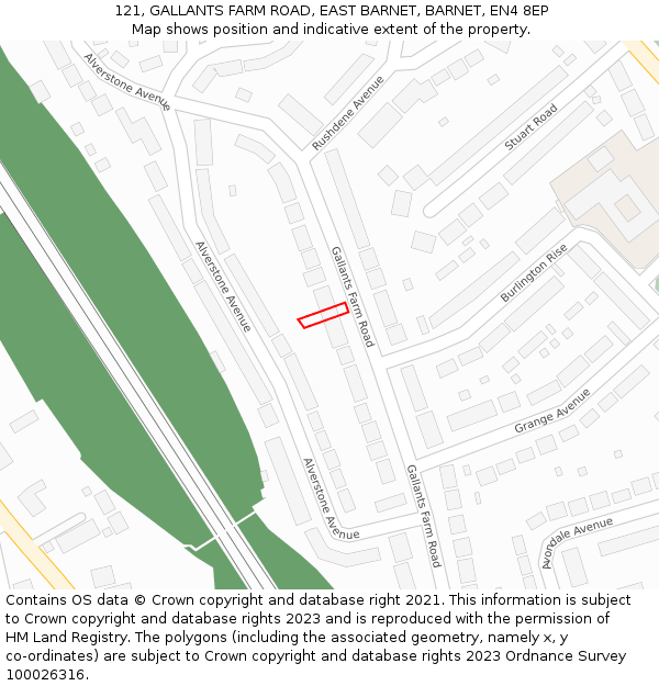 121, GALLANTS FARM ROAD, EAST BARNET, BARNET, EN4 8EP: Location map and indicative extent of plot