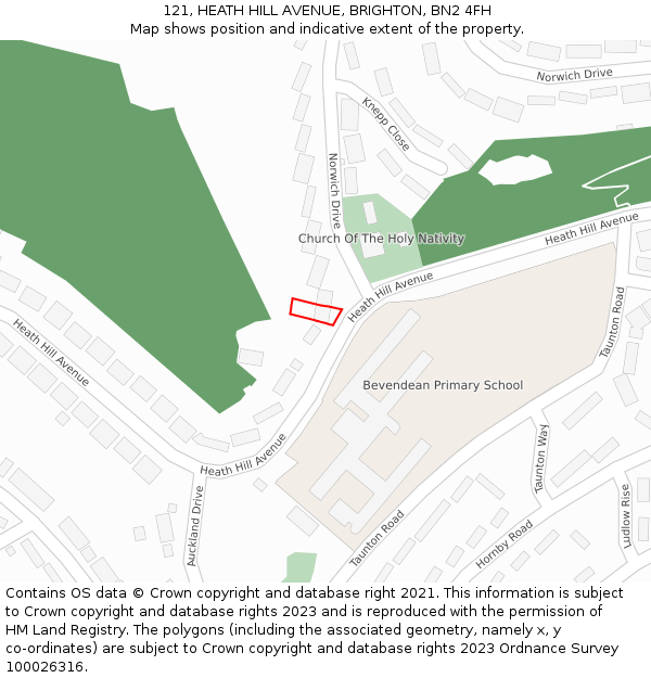 121, HEATH HILL AVENUE, BRIGHTON, BN2 4FH: Location map and indicative extent of plot