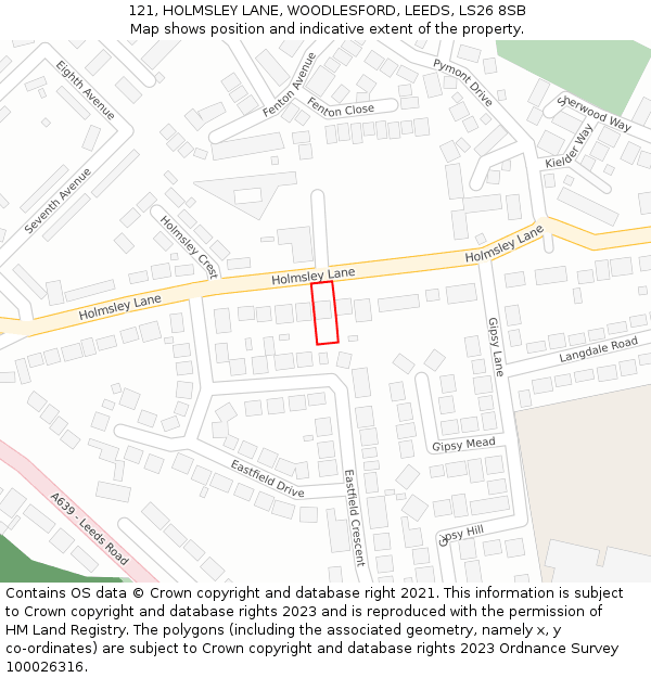 121, HOLMSLEY LANE, WOODLESFORD, LEEDS, LS26 8SB: Location map and indicative extent of plot