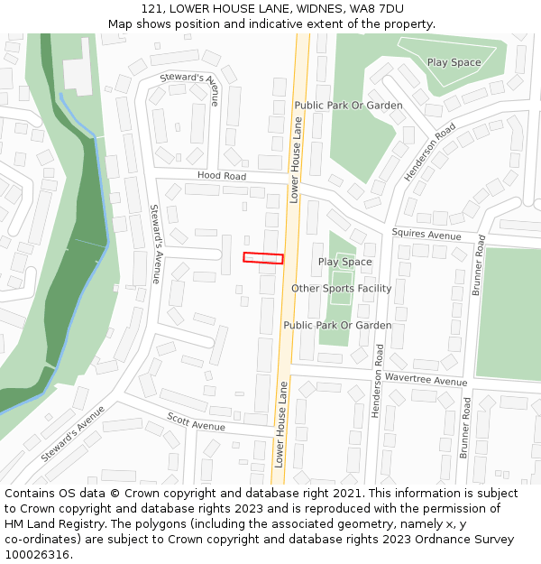 121, LOWER HOUSE LANE, WIDNES, WA8 7DU: Location map and indicative extent of plot