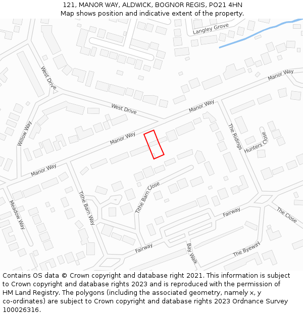 121, MANOR WAY, ALDWICK, BOGNOR REGIS, PO21 4HN: Location map and indicative extent of plot