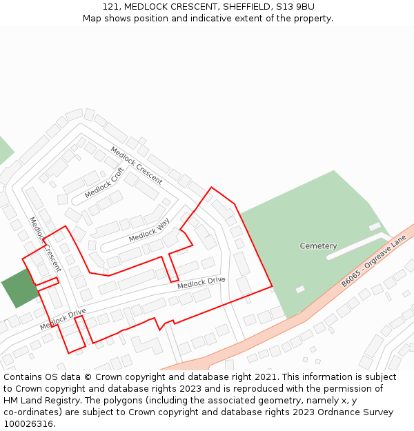 121, MEDLOCK CRESCENT, SHEFFIELD, S13 9BU: Location map and indicative extent of plot