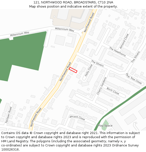 121, NORTHWOOD ROAD, BROADSTAIRS, CT10 2NA: Location map and indicative extent of plot