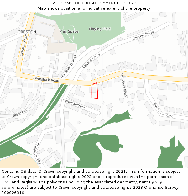 121, PLYMSTOCK ROAD, PLYMOUTH, PL9 7PH: Location map and indicative extent of plot