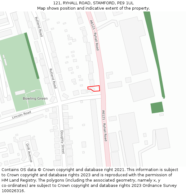 121, RYHALL ROAD, STAMFORD, PE9 1UL: Location map and indicative extent of plot