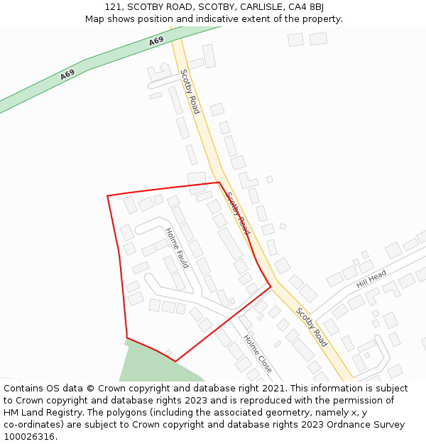 121, SCOTBY ROAD, SCOTBY, CARLISLE, CA4 8BJ: Location map and indicative extent of plot