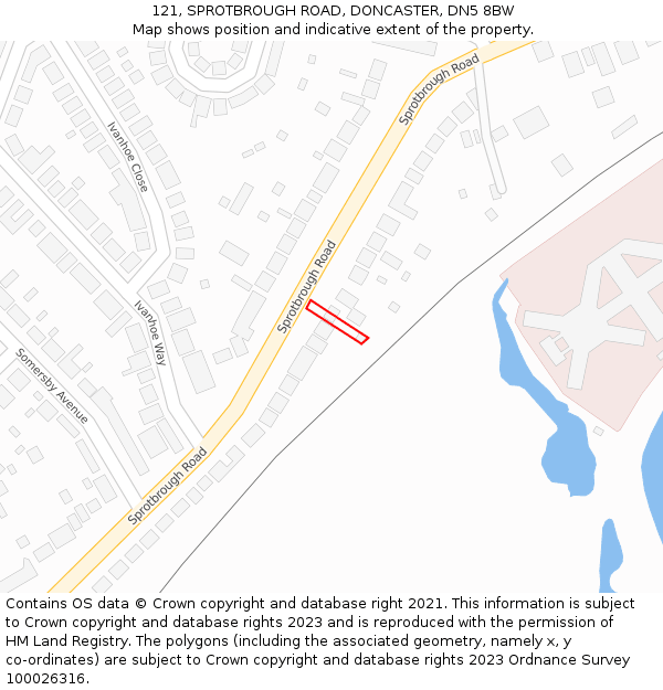 121, SPROTBROUGH ROAD, DONCASTER, DN5 8BW: Location map and indicative extent of plot