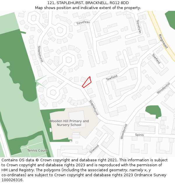 121, STAPLEHURST, BRACKNELL, RG12 8DD: Location map and indicative extent of plot