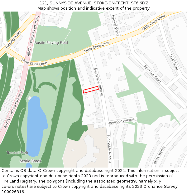 121, SUNNYSIDE AVENUE, STOKE-ON-TRENT, ST6 6DZ: Location map and indicative extent of plot