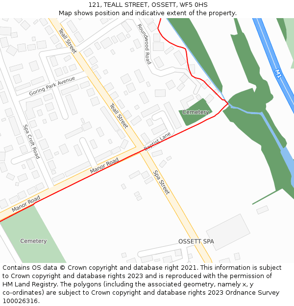 121, TEALL STREET, OSSETT, WF5 0HS: Location map and indicative extent of plot