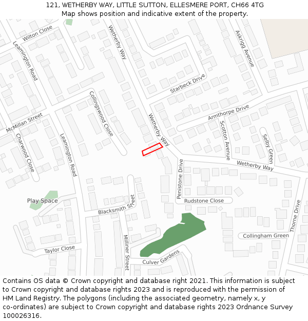 121, WETHERBY WAY, LITTLE SUTTON, ELLESMERE PORT, CH66 4TG: Location map and indicative extent of plot