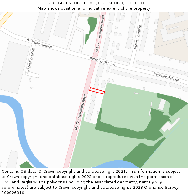 1216, GREENFORD ROAD, GREENFORD, UB6 0HQ: Location map and indicative extent of plot