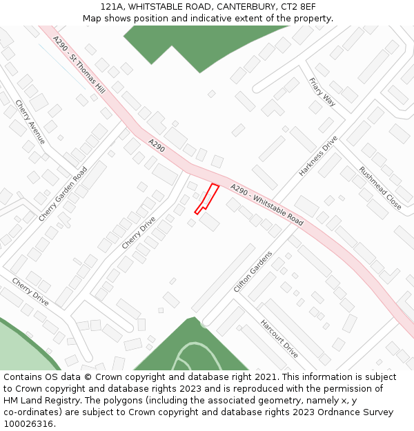 121A, WHITSTABLE ROAD, CANTERBURY, CT2 8EF: Location map and indicative extent of plot